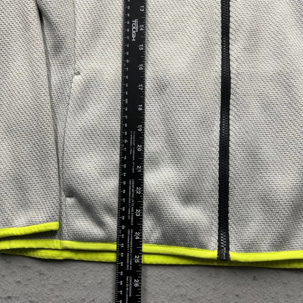 Lucky Brand Mens Gray Full Zip Fleece Jacket Neon Trim Size Medium 1749